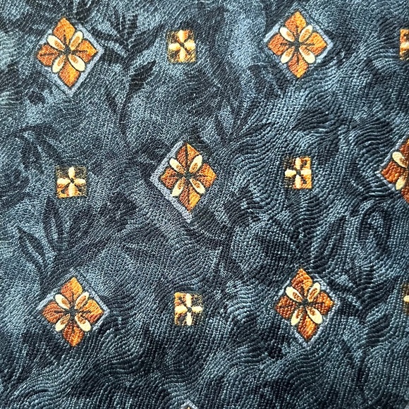 Villa Bolgheri Mens 100% Silk Tie Made in Italy Floral Geo Patterned Dark Navy - Picture 8 of 10